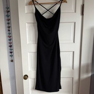 Black Abercrombie and Fitch Strappy hourglass dress with a side slit